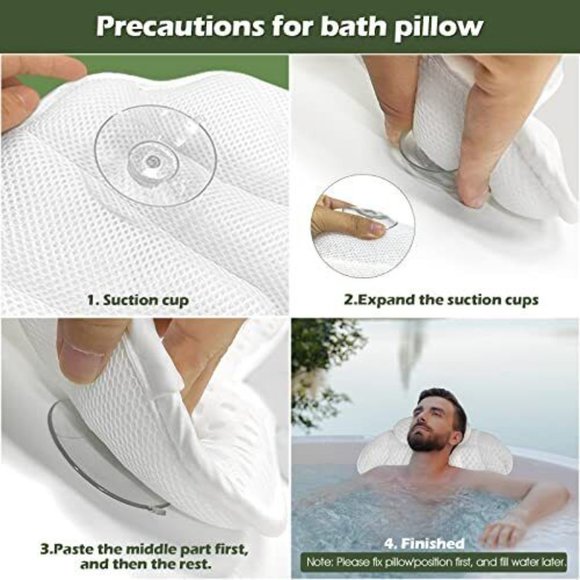*New* Bamboo Bathtub Caddy Tray & Pillow - Picture 3 of 9